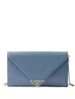 Мини-сумка-клатч из сафьяновой кожи Prada, синий