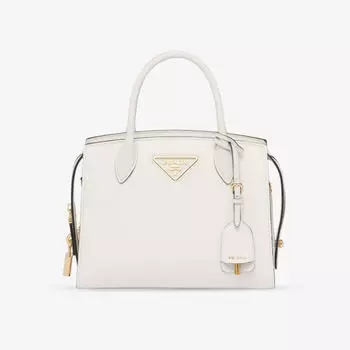 Мини-сумка Kristen из сафьяновой кожи с верхней ручкой Prada, белый