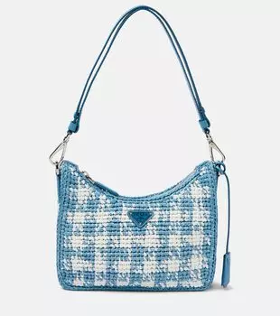 Мини-сумка крючком Re-edition Prada, Celeste