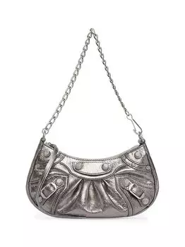 Мини-сумка Le Cagole с металлизированной цепочкой Balenciaga, серебряный