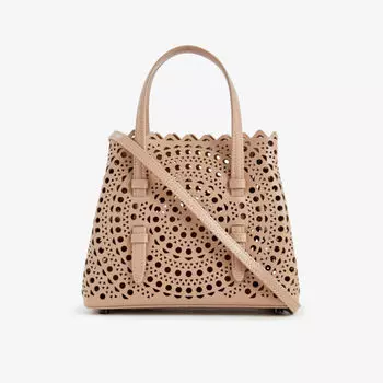 Мини-сумка mina из кожи с лазерной обработкой и верхней ручкой Alaia, цвет sable