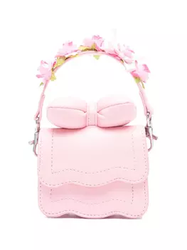 Мини-сумка Monnalisa с аппликацией в виде роз, розовый
