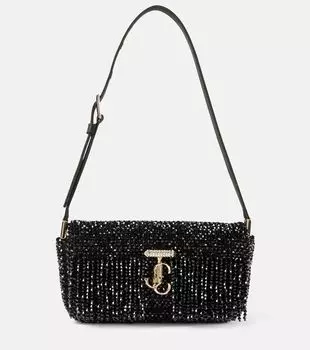 Мини-сумка на плечо avenue с бисером Jimmy Choo, черный