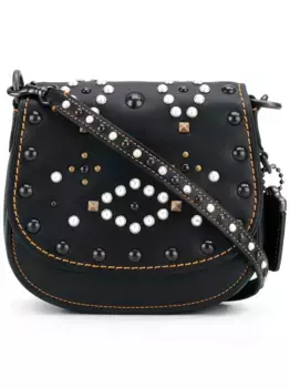 Мини сумка на плечо с заклепками Coach, черный