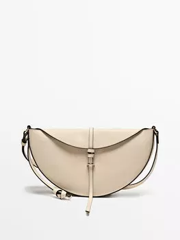 Мини-Сумка полумесяца из кожи наппа Massimo Dutti, белый