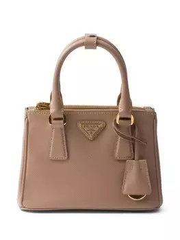 Мини-сумка Prada Galleria из сафьяновой кожи, нейтральный цвет