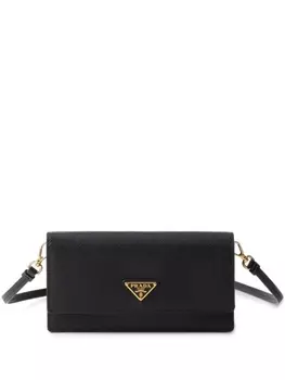 Мини-сумка Prada из кожи с треугольным логотипом, черный