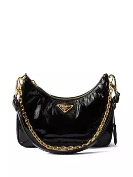 Мини-сумка Prada из лакированной кожи, черный