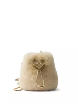 Мини-сумка Prada из овчины, нейтральный цвет