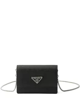 Мини-сумка Prada из сафьяновой кожи, черный