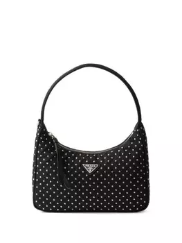 Мини-сумка Prada Re-Nylon с заклепками, черный