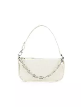 Мини-сумка Rachel из кожи с тиснением под крокодила и верхней ручкой By Far, бежевый