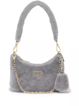 Мини-сумка Re-Edition из овчины Prada, серый