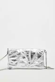 Мини-сумка rock кроссбоди ZARA, серебро
