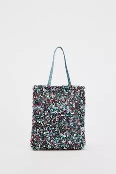 Мини-сумка с бисером ZARA, синий