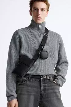 Мини-сумка с клапаном ZARA, черный