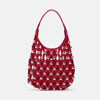 Мини-сумка с клепками ZARA, красный