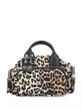 Мини-сумка с леопардовым принтом GANNI, коричневый