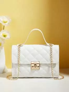 Мини-сумка с ромбовидной решеткой, белый