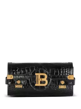Мини-сумка с тиснением под крокодила BALMAIN, черный
