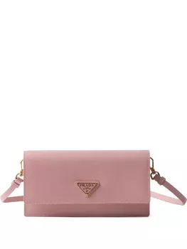 Мини-сумка с треугольным эмалевым логотипом Prada, розовый