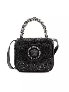 Мини-сумка с заклепками Medusa сверху Versace, черный