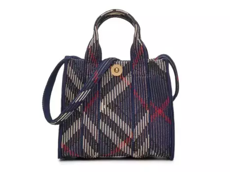 Мини-сумка-сатчел в клетку Burberry, Navy Plaid Print