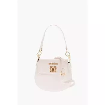 Мини-сумка-седло LOVE из искусственной кожи с золотистой застежкой Turn L Moschino, White