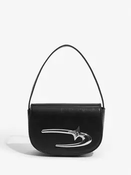 Мини-сумка Shein Icon Street Style с клапаном, черный