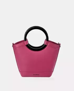 Мини-сумка-шоппер Guy Laroche с деревянными ручками из кожи фуксии, фуксия