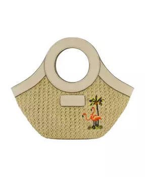 Мини-сумка-шоппер с вышивкой "Flamingo" Tommy Bahama, коричневый/бежевый