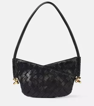 Мини-сумка Solstice через плечо из кожи Bottega Veneta, черный