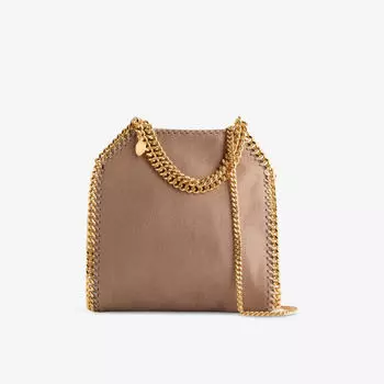 Мини-сумка Stella Mccartney Falabella с золотой цепочкой, кофейный