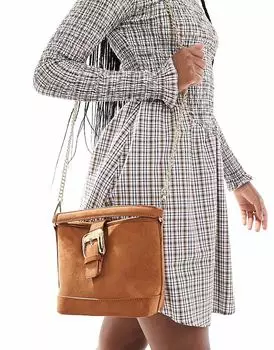 Мини-сумка Stradivarius с пряжкой коричневого цвета