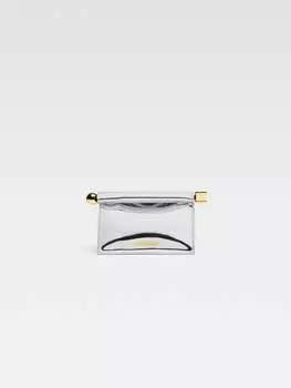 Мини-сумка take-away JACQUEMUS The small Rond Carr clutch, серебряный