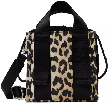 Мини-сумка Tech Tote черного и бежевого цвета GANNI