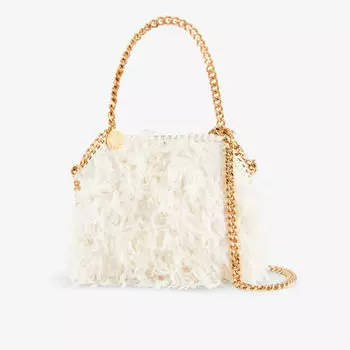 Мини-сумка-тоут Falabella из искусственного меха Stella Mccartney, слоновая кость