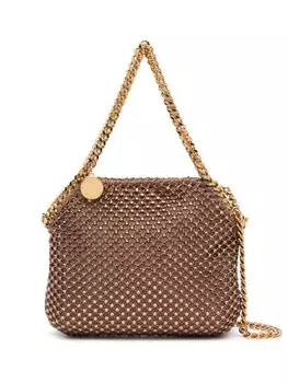 Мини-сумка-тоут Falabella из кристаллической сетки Stella McCartney, коричневый