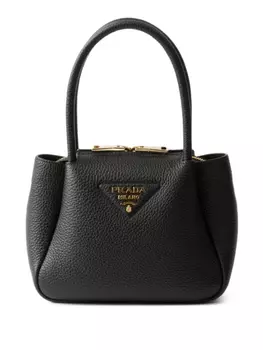 Мини-сумка-тоут из кожи Prada, черный