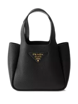 Мини-сумка-тоут из кожи Prada, черный