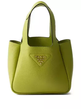 Мини-сумка-тоут из кожи Prada, зеленый