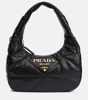 Мини-сумка-тоут из стёганой кожи Prada, черный