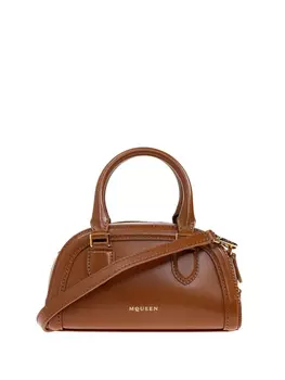 Мини-сумка-тоут из структурированной кожи Alexander McQueen, коричневый
