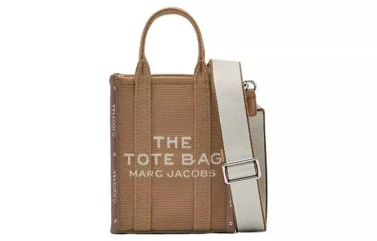 Мини-сумка-тоут из жаккарда цвета кэмел MARC JACOBS