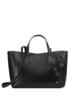 Мини-сумка-тоут Mermaid с перфорацией Sergio Rossi, черный