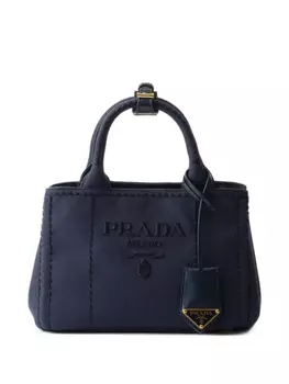 Мини-сумка-тоут Prada из холста, синий