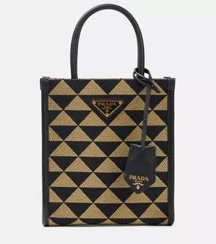 Мини-сумка тоут с узором жаккард Prada, Nero+Corda