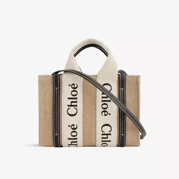 Мини-Сумка-Тоут Woody из хлопчатобумажной ткани Chloe, белый