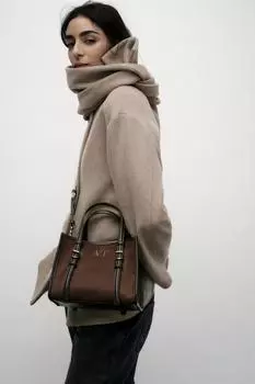 Мини-сумка-тоут ZARA, цвет Chocolate