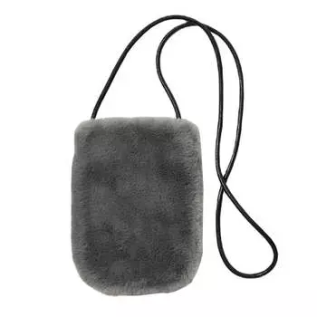 Мини-сумка Uniqlo Fluffy Mini Shoulder, черный/серый
